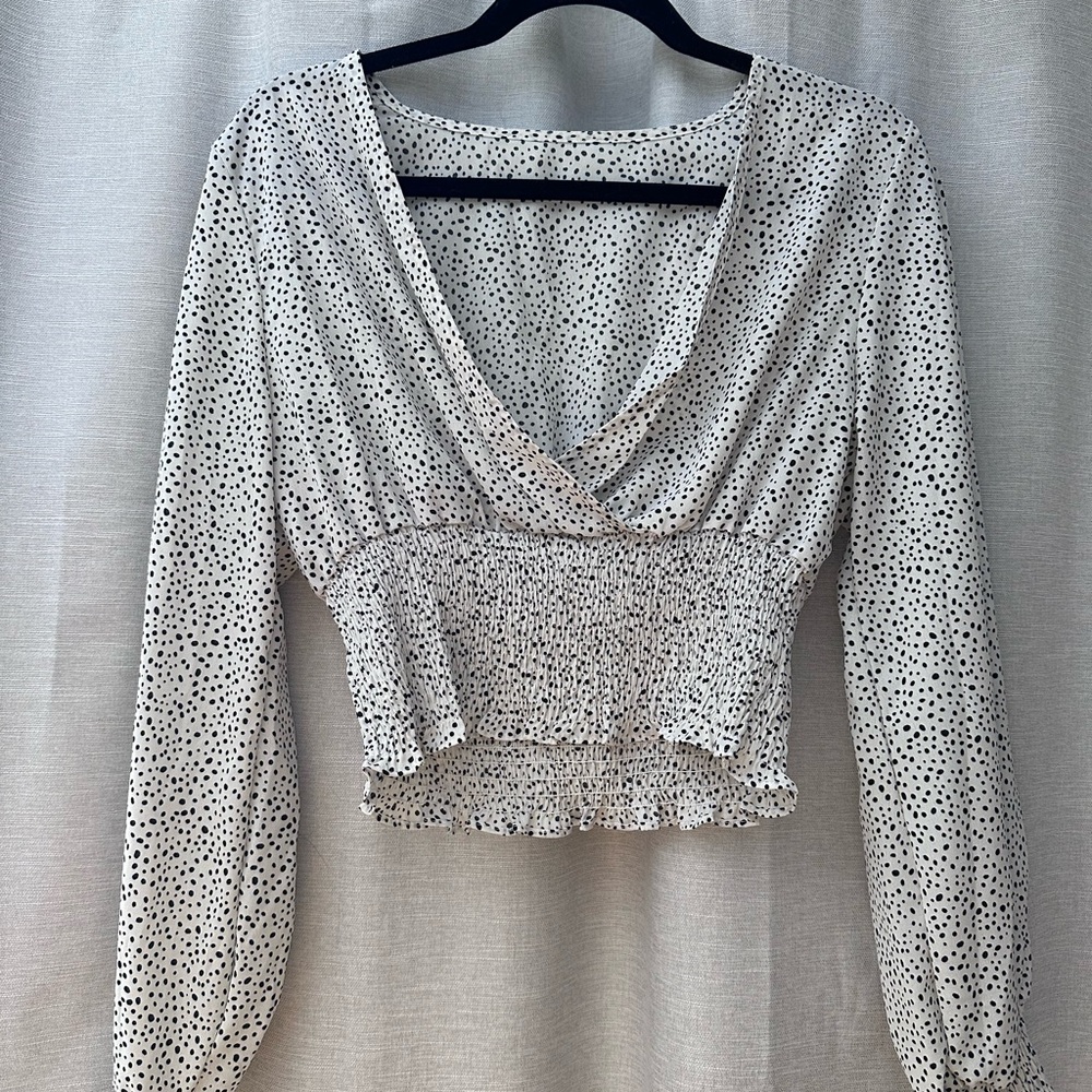 SHEIN Black and White Dotted Blouse